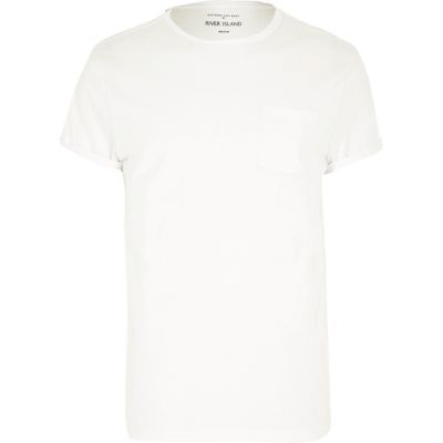 White pocket crew neck t-shirt